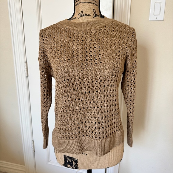 Loft Bronze Metallic Open Weave Sweater - Picture 1 of 4